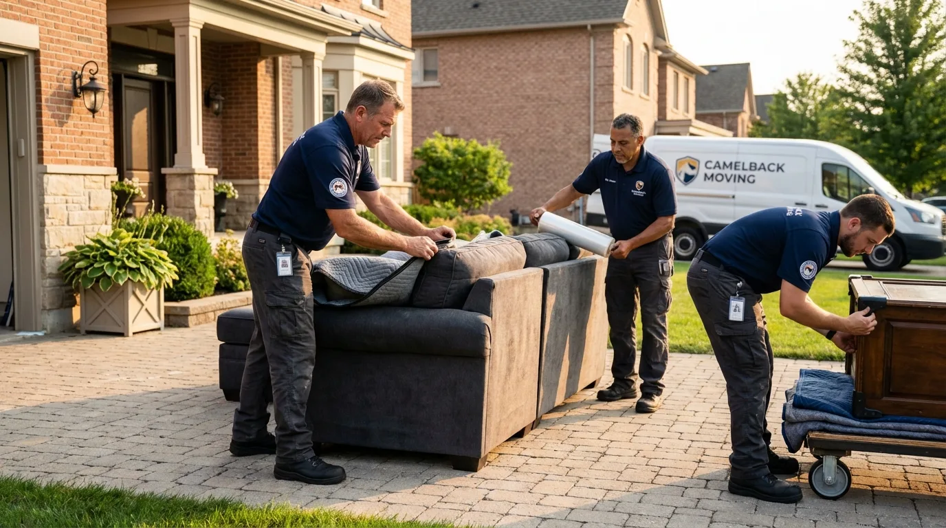 Large estate moving crew wrapping furniture in Sun Valley, AZ